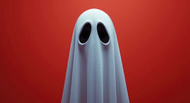 Flat color cartoon portrayal of a spooky ghost figure