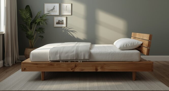 Spinal alignment enhanced by orthopedic wooden rack and pinion bed base in comfortable bedroom