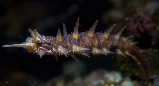 Focused underwater capture of a venom carrying fireworm with multiple spikes