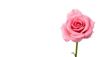 Fototapeta premium Pink rose flower front view isolated on white background