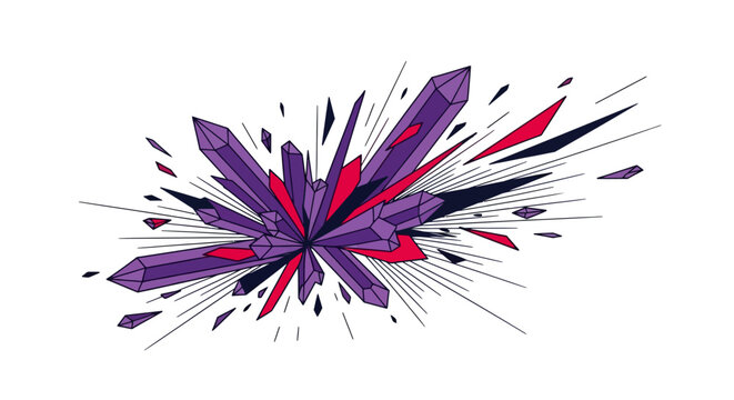 Vibrant purple and red abstract explosion graphic design element