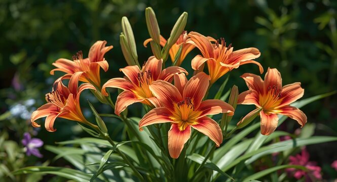Vibrant Thunberg Lily Flowers Fully Bloomed in a Garden Landscape