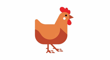 Cartoon chicken standing on white background. © NINDYA