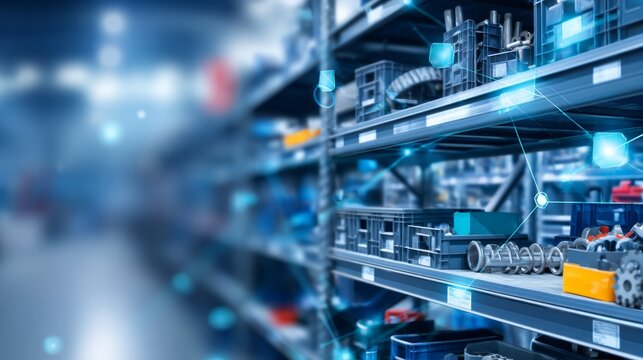 Modern Shelving with Mixed Materials in a Warehouse Environment