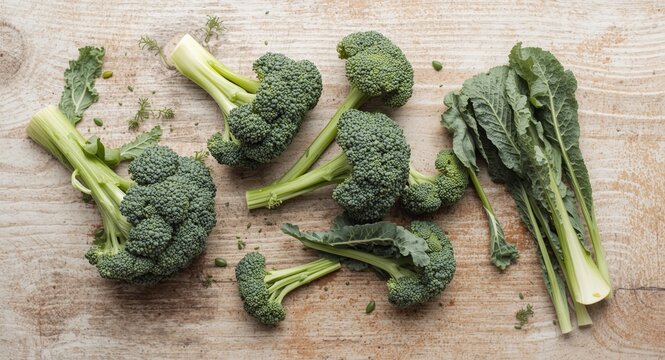 Raw organic broccoli rabe fresh and green vegetable stems