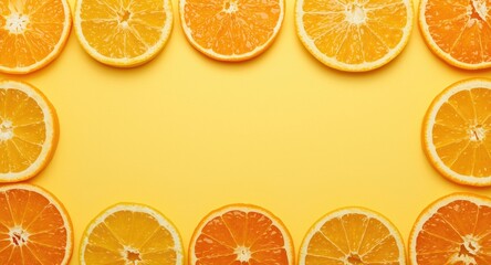 Fototapeta premium Varied citrus slices arranged neatly with sufficient copy space