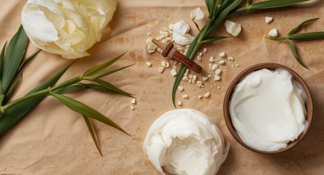 Organic skin lotion blending bamboo extract and shea butter