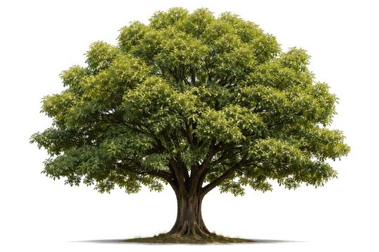 Front view of a camphor tree isolated on a plain white background