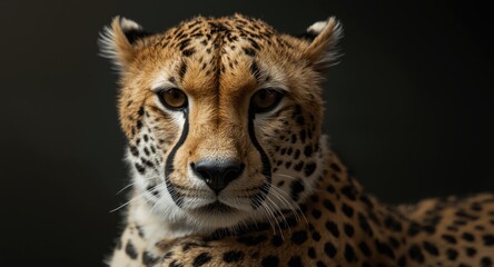 Fototapeta premium Tightly framed image showcasing the cheetahâ€™s spotted coat