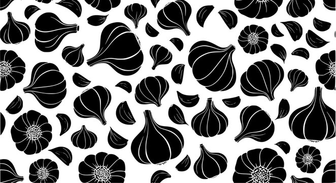 Garlic Pattern Vector Design &ndash; Seamless Food Background