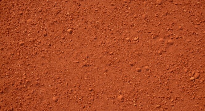 textured dry red clay surface on tennis court backdrop