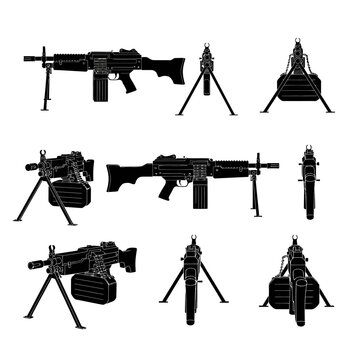M240 M60 Machine Gun Silhouette Vector Heavy GPMG Multi Angle