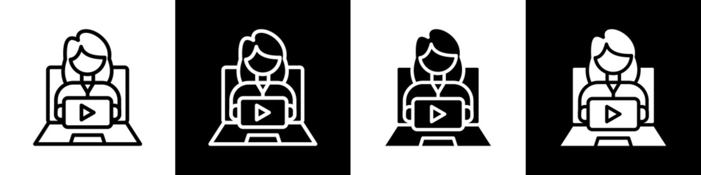 Youtuber black and white icon design concept