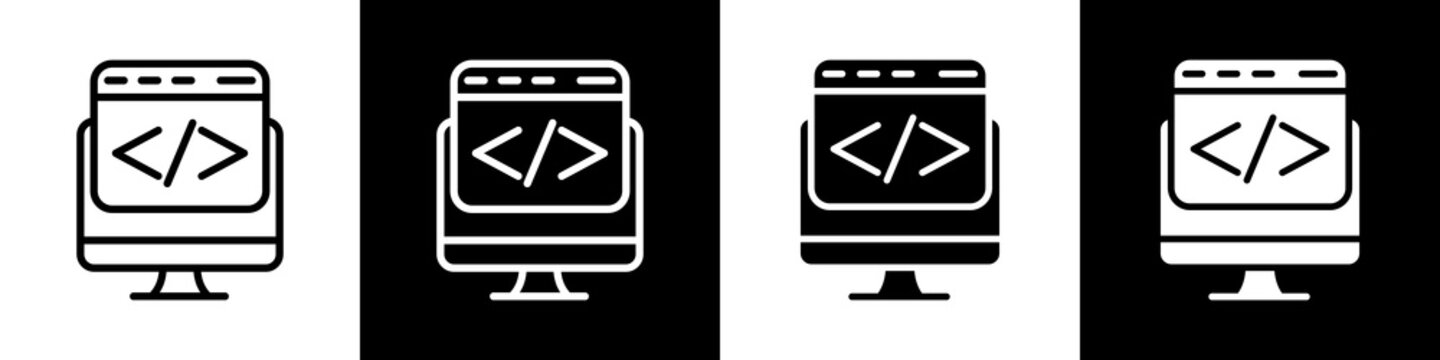 Web developer black and white icon design concept