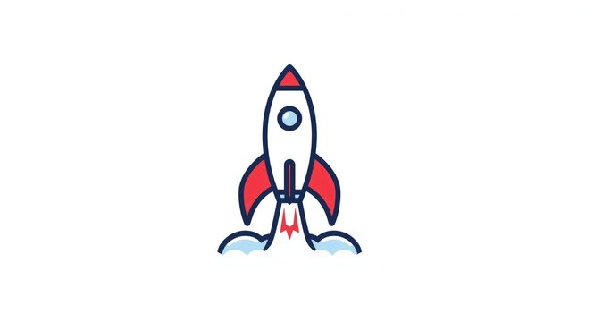 Modern rocket launch emblem illustrating entrepreneurial spirit against white background