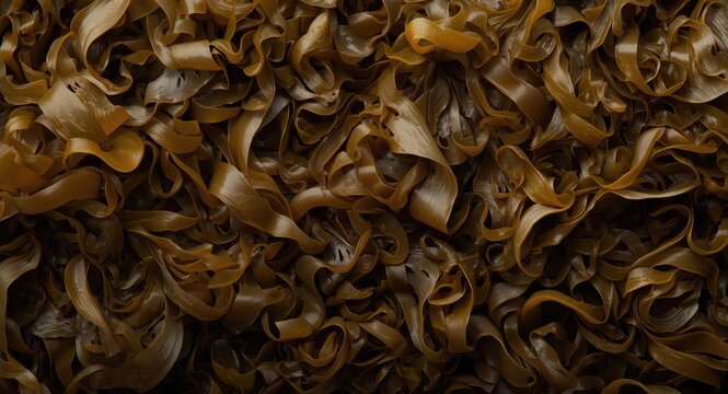 Top view abstract backdrop with fresh marine fucus seaweed for organic medical and food ideas