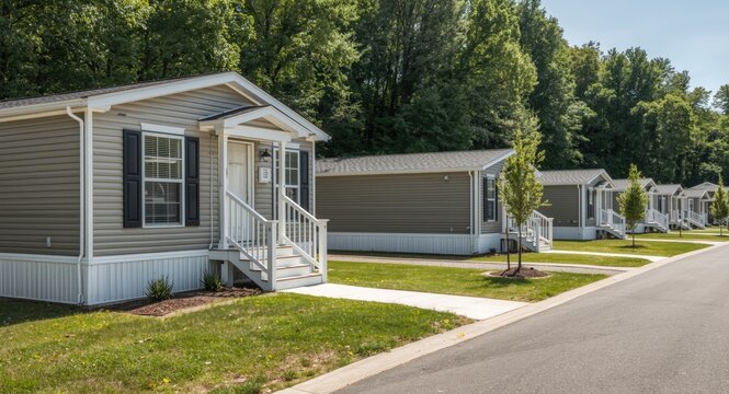 Updated mobile housing placed in a residential area for retired individuals