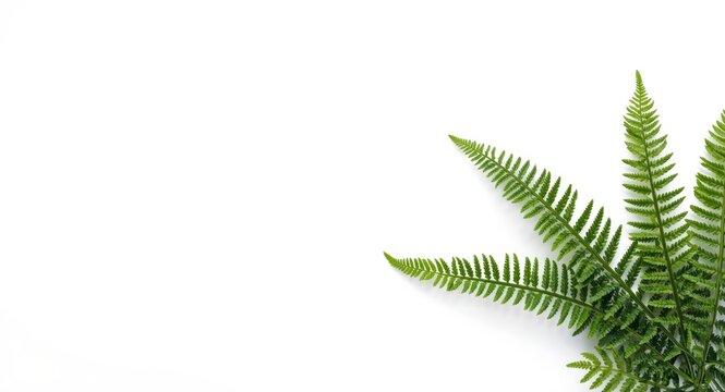 White background featuring Paco Fern plant and copy space