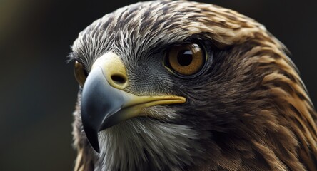 Naklejka premium Serpent Eagle face close up with visible feather details