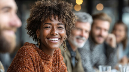Fototapeta premium Smiling curly-haired woman