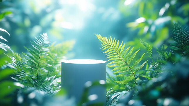 White cylinder in the green foliage