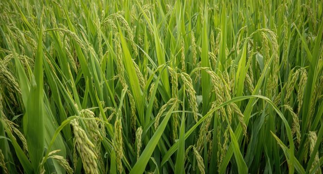 Visual signs of brown planthopper infestation in a rice field