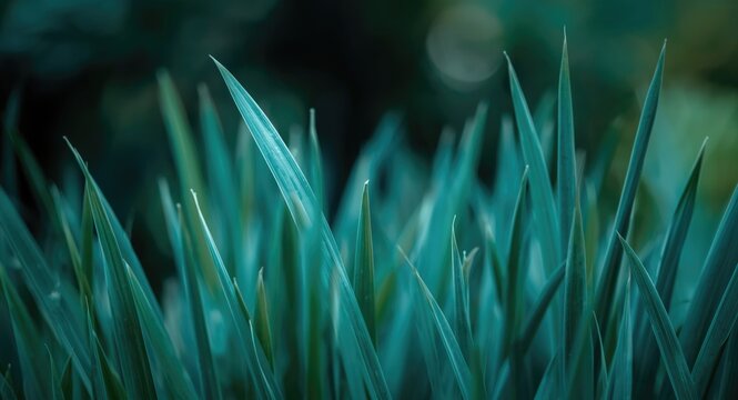 Turquoise garden grass and green leafy vertical blurred background for natural splash screen
