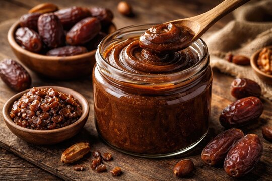 Natural date paste used as a wholesome alternative to refined white sugar