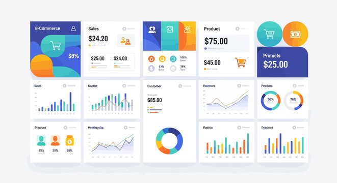 Infographic elements, business charts, graphs and diagrams, data visualization, vector icons, 25 infographic templates