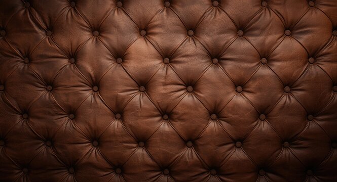 Vintage style brown tufted leather texture background with spacious copy space