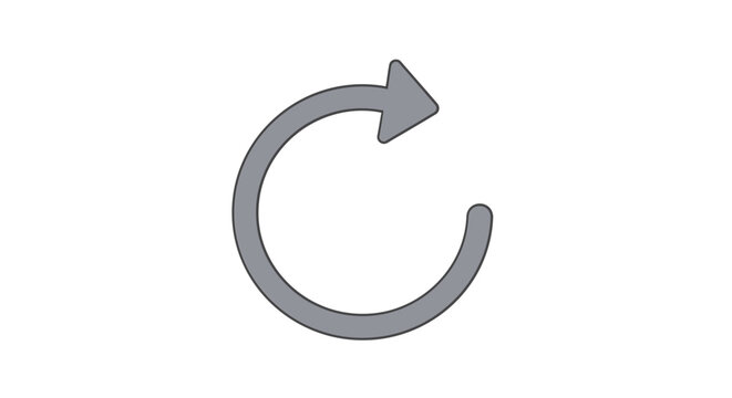 Gray Circular Arrow Icon on White Background
