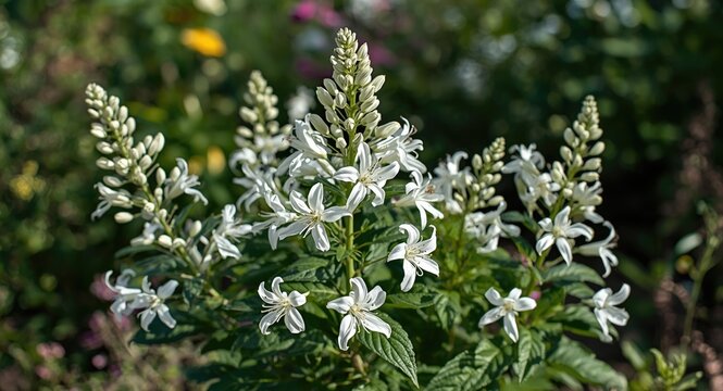 White pentas lanceolata flowering beautifully in an outdoor garden
