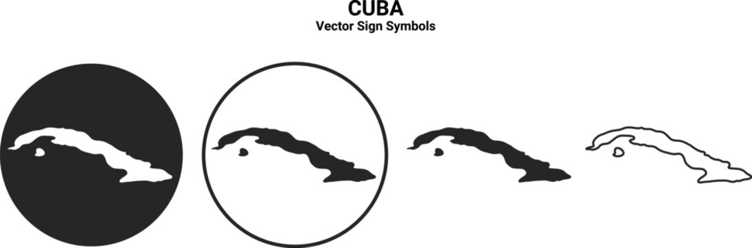 Cuba Map Vector Icon Set Minimal Silhouette
