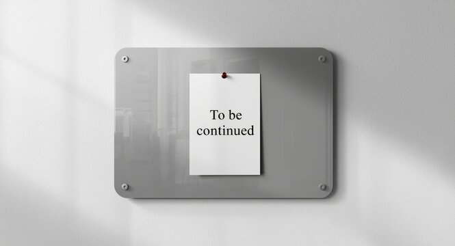 To be continued written on white sheet pinned to information board