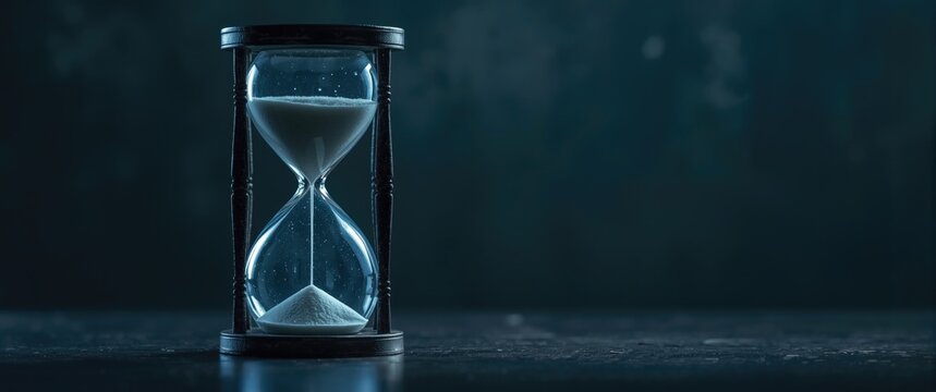 Visual metaphor using hourglass for finite life time and hopeful deadline extension