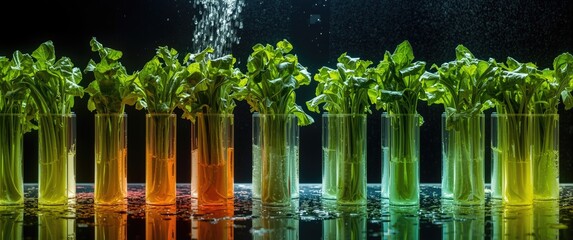 Visual experiment illustrating evaporative transport in celery using colored water