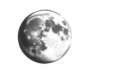Naklejka premium Hand crafted monochromatic lunar planet sketch featuring a clean white background