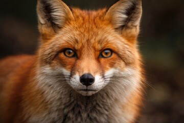 Fototapeta premium Detailed portrait of a red fox head with focused eyes