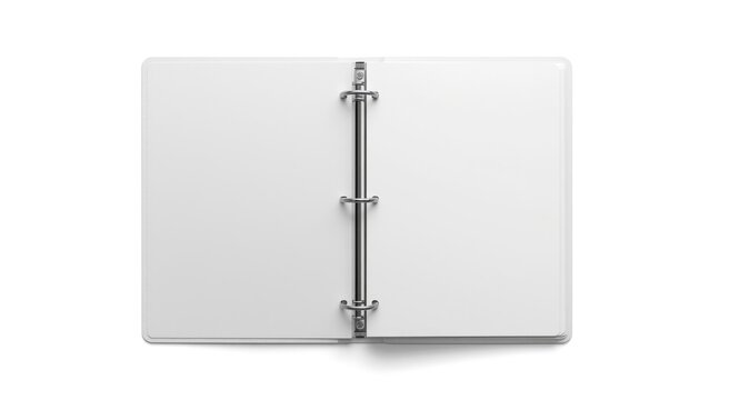 Top view blank ring binder isolated flat lay with copy space on white background for art or business use