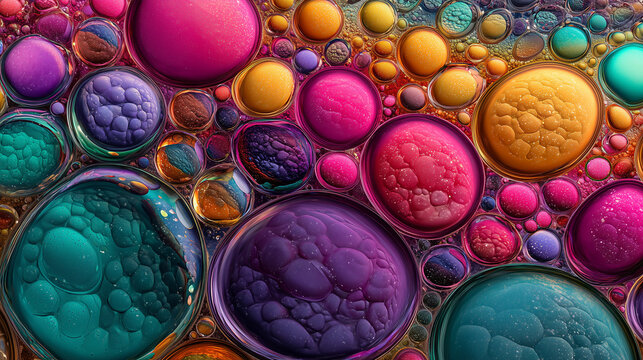 Abstract colorful circles composition with vibrant hues forming diverse patterns