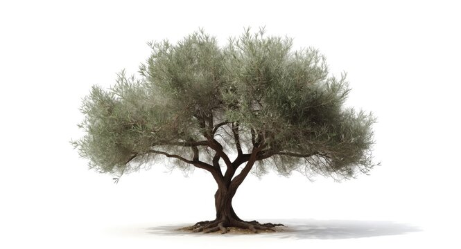 isolated olive tree with full canopy on clean white background