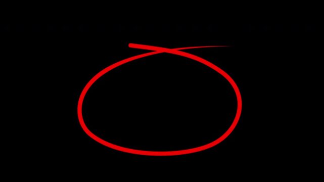 Hand drawn circle marker, Minimalist oval frame on black background