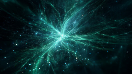 Fototapeta premium Abstract space nebula with glowing lines and starry specks, celestial and magical atmosphere