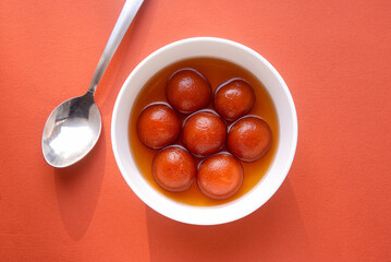 Indian most popular sweet called gulabjam or Gulabjamun selective focus  © Chandrakant