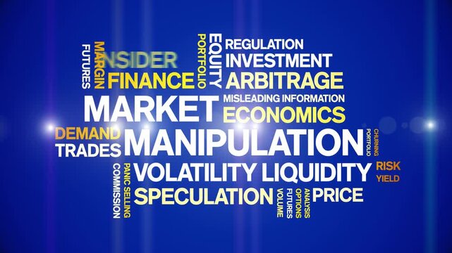 Market Manipulation animated word cloud-text design animation tag kinetic typography seamless loop.
