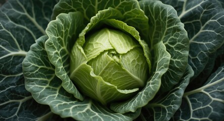 Fototapeta premium Tender green cabbage flourishing for wholesome nutrition
