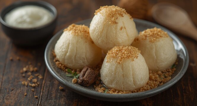 Tapioca cassava Beiju with creamy fillings popular in Brazilian northeast