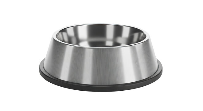 Brushed Stainless Steel Pet Bowl with Black Base