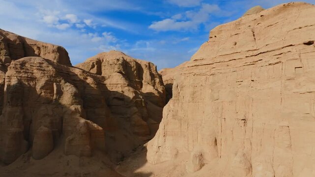 Xinjiang Desert Hills and Ravines Arid Landforms and Gullies Aerial
