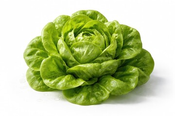 Fototapeta premium Fresh butterhead salad leaves displayed on a clean white background